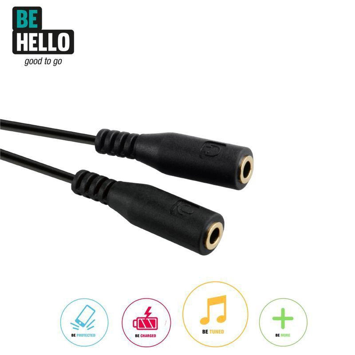 BeHello Koptelefoon Kabel Splitter 3.5mm - Zwart