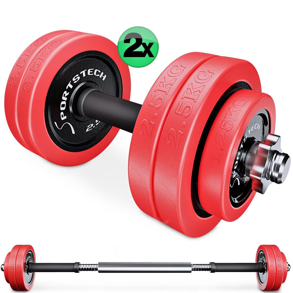 Sportstech AH300 halterset - korte&lange halter ineen - 30 of 20 kg - halters - gewichten