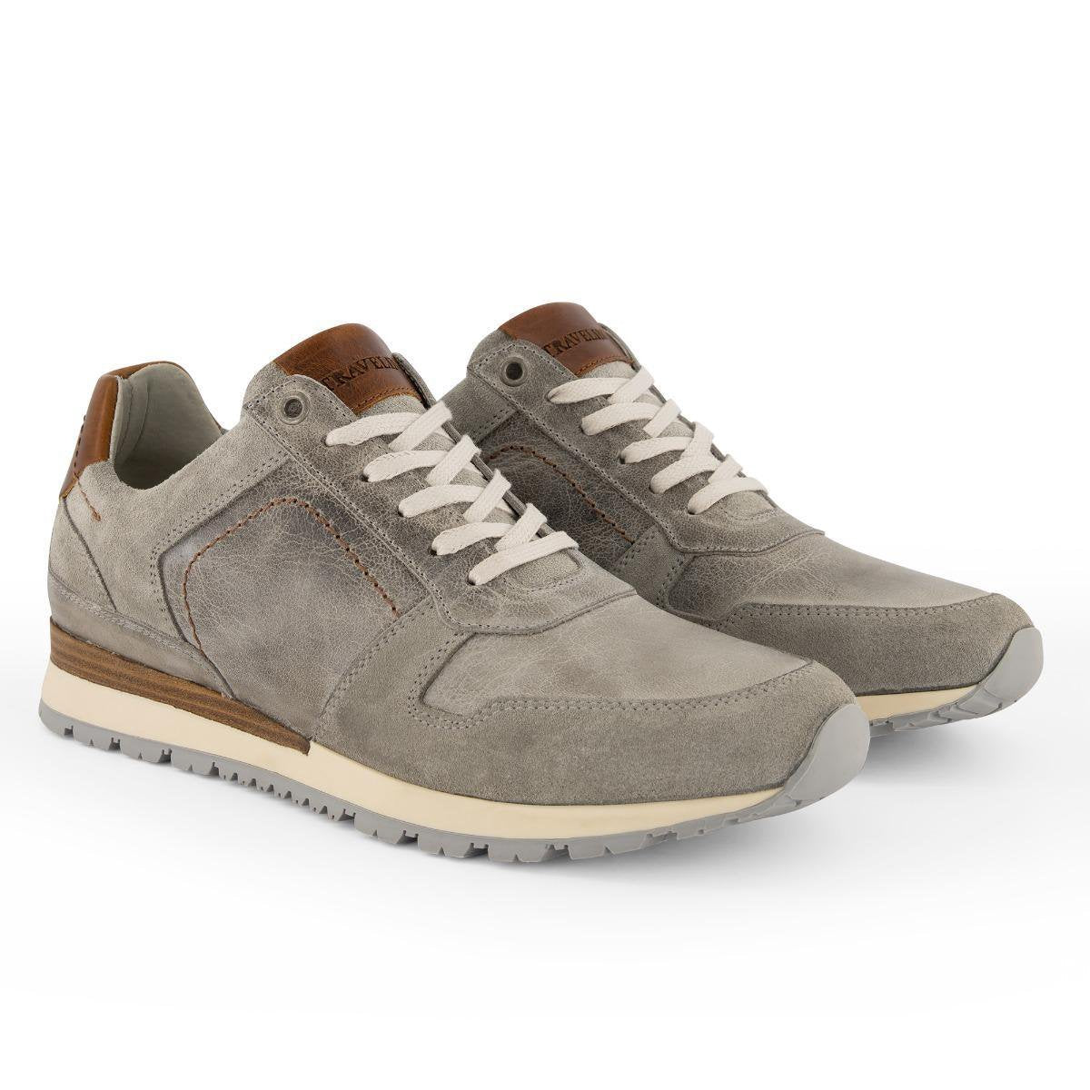Travelin' Welton - Sportieve Leren Herensneaker - Licht Grijs Leer - Maat 40