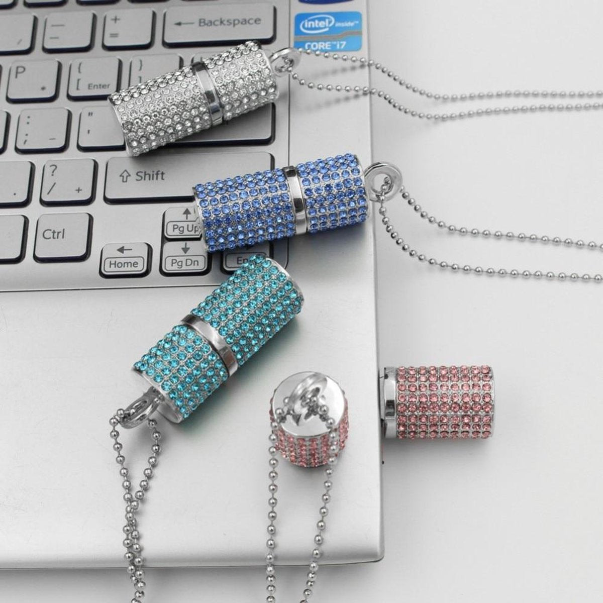 Kristal USB stick - usb schijf USB 2.0 Metaal Schattig - Halsketting in de vorm van een kristallen parfumflesje - 8GB USB Drive - fashion - mode