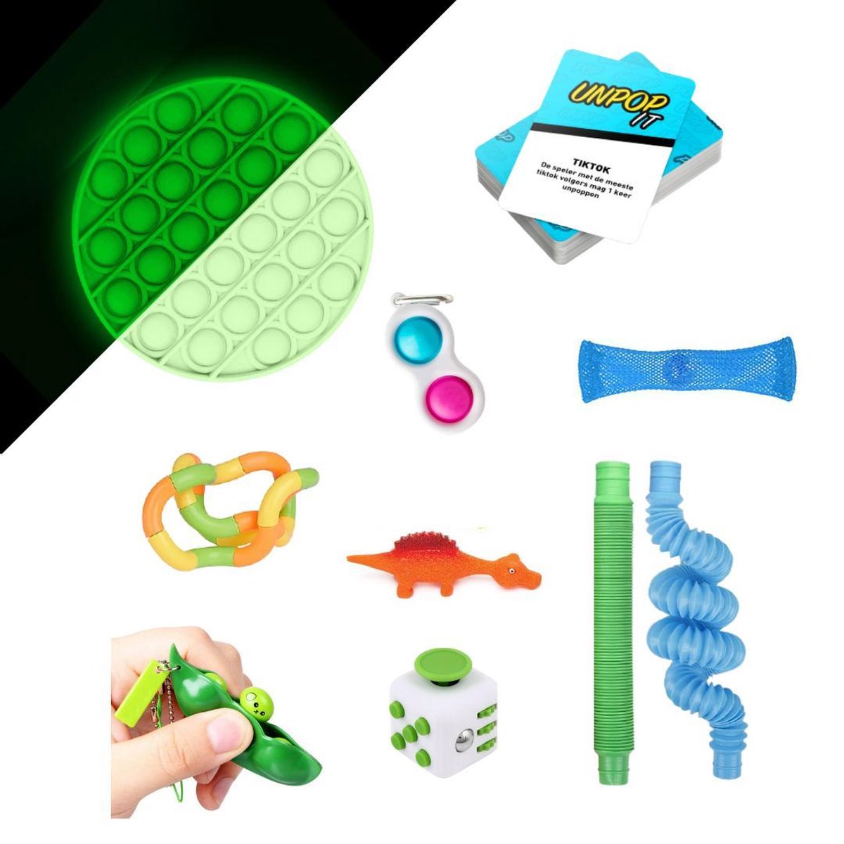 Fidget toys pakket© - Pop it - Fidget cube - Fidget toys - Infinity cube - Wacky tracks - 10 stuks