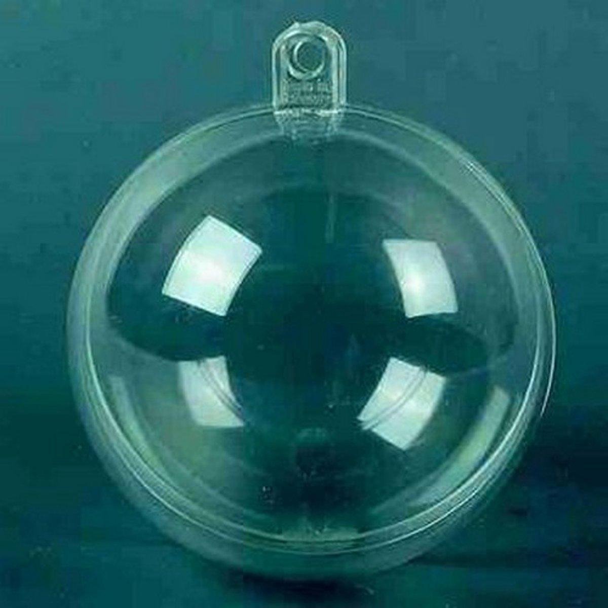 Plastic bal [ Perspex ] transparant 10 cm. VULBAAR Tweedelig