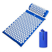 Acupressure Mat en Kussen - Spijkermat + kussen set - Acupunctuur Set - Massage & Ontspanning - 65x40 cm - Blauw