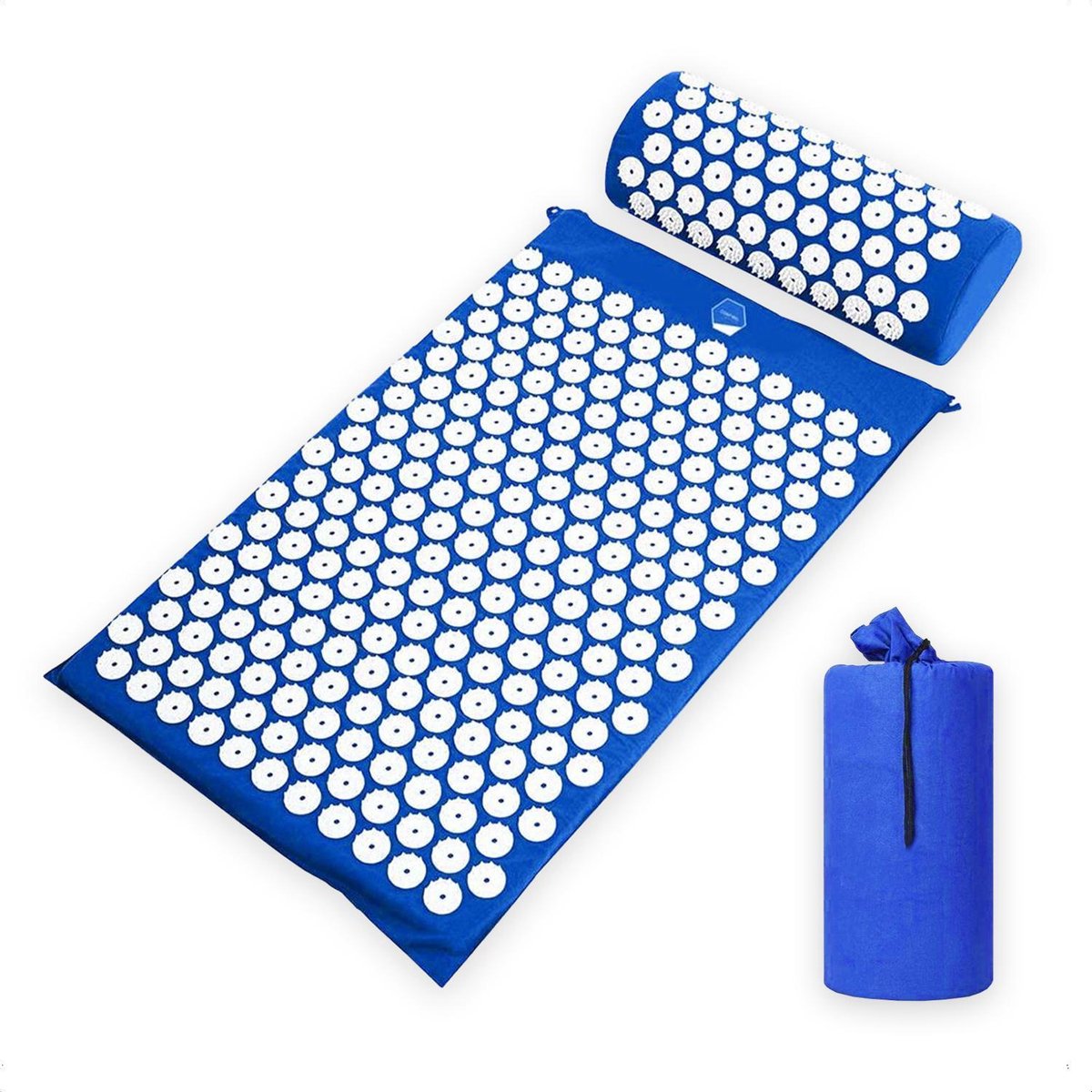 Acupressure Mat en Kussen - Spijkermat + kussen set - Acupunctuur Set - Massage & Ontspanning - 65x40 cm - Blauw