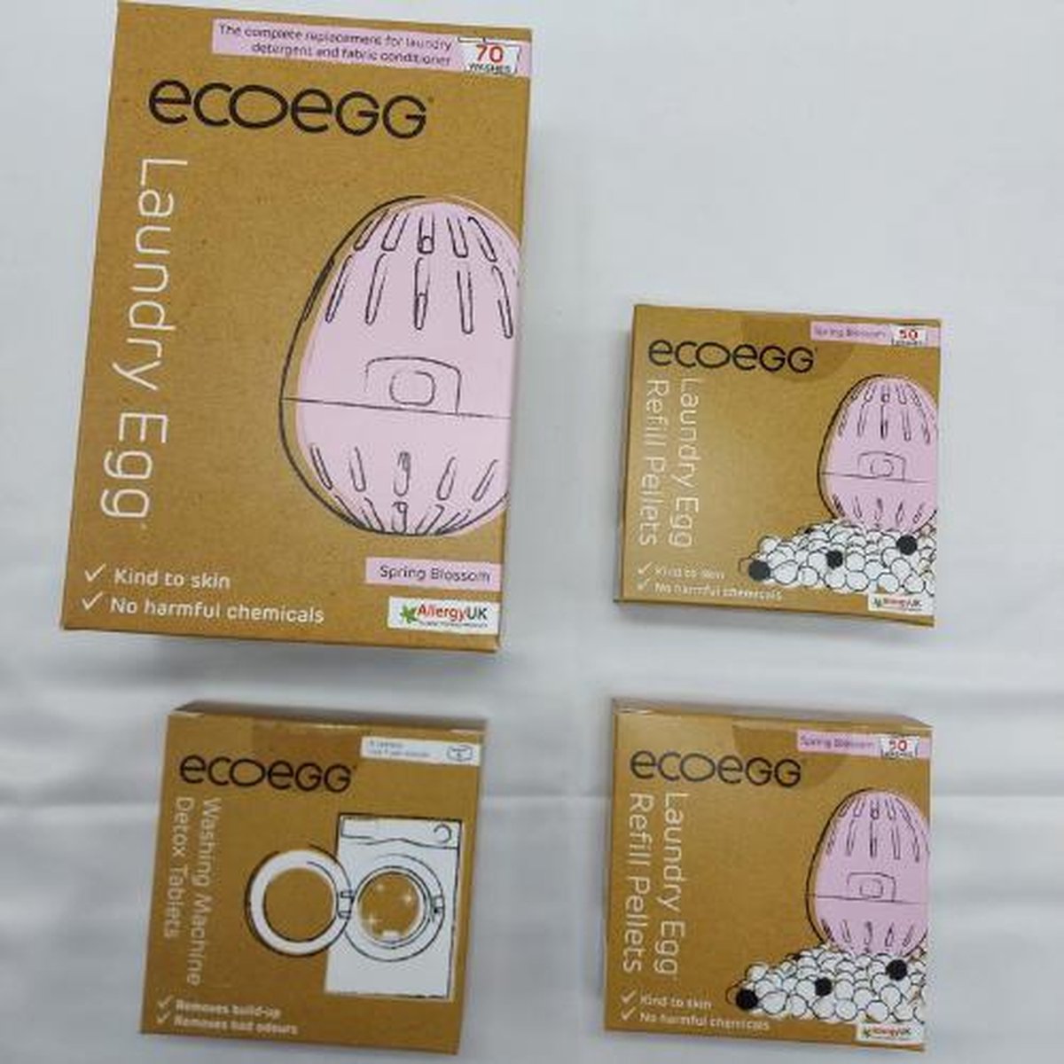 Ecoegg - Ecoegg Voordeelpakket - Springbloesem - 1 Eccoegg Wasbol 70 wasbeurten + 2 Ecoegg Navul verpakkingen 100 wasbeurten + 1 Ecoegg Detox reinigingstabletten - Milieuvriendelijk wassen