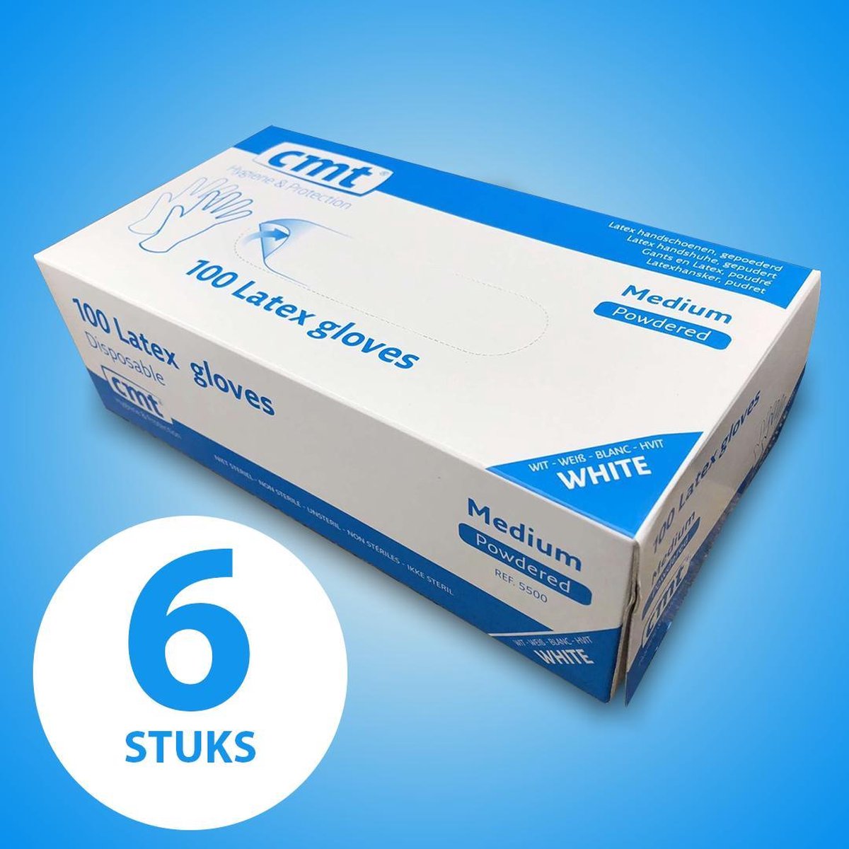 Handschoenen medisch – Latex - Wegwerp - Medium size - 6x 100 STUKS
