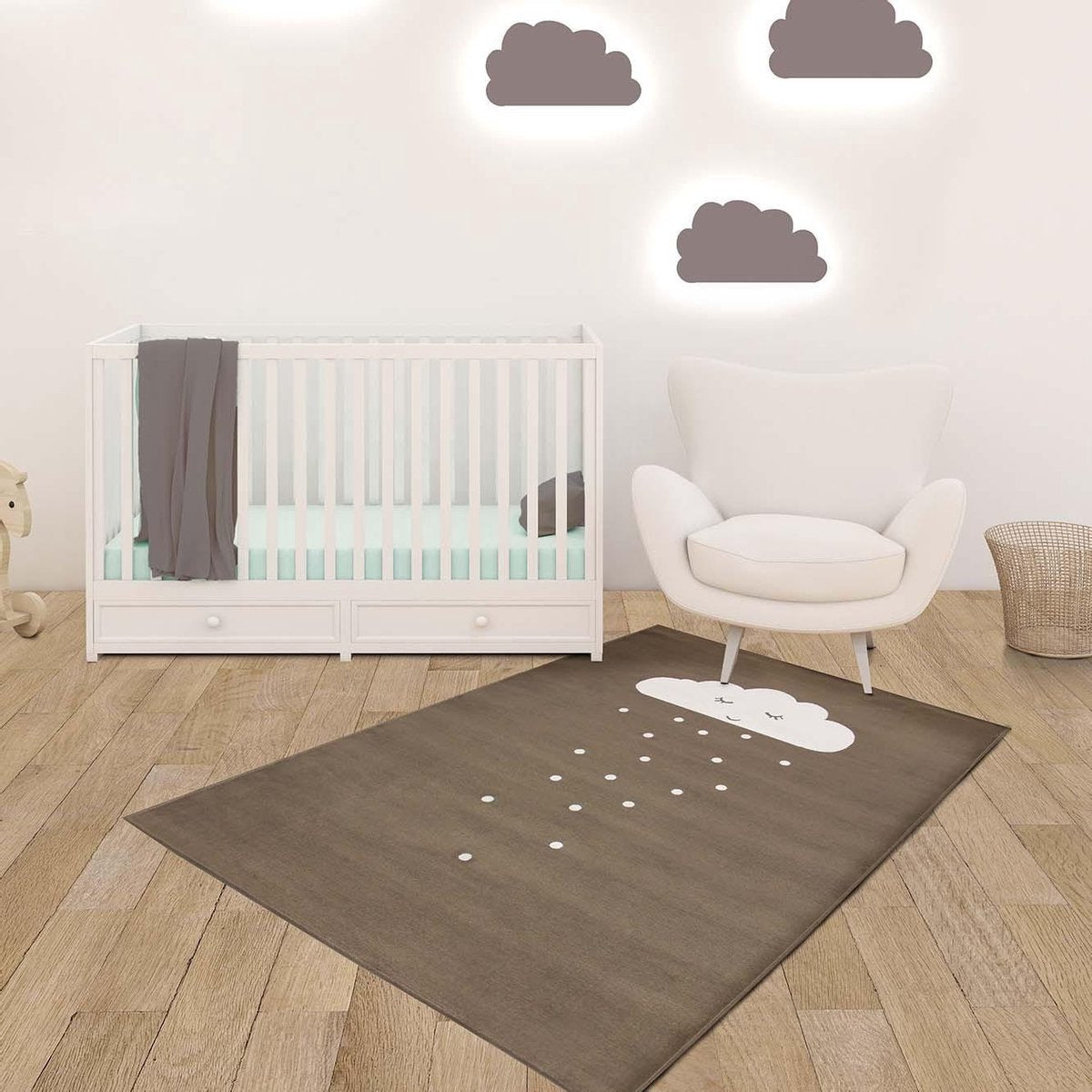 Wolk kindervloerkleed - kindertapijt - 100 x 140 cm - wasbaar - zacht - duurzame kwaliteit - speelgoed