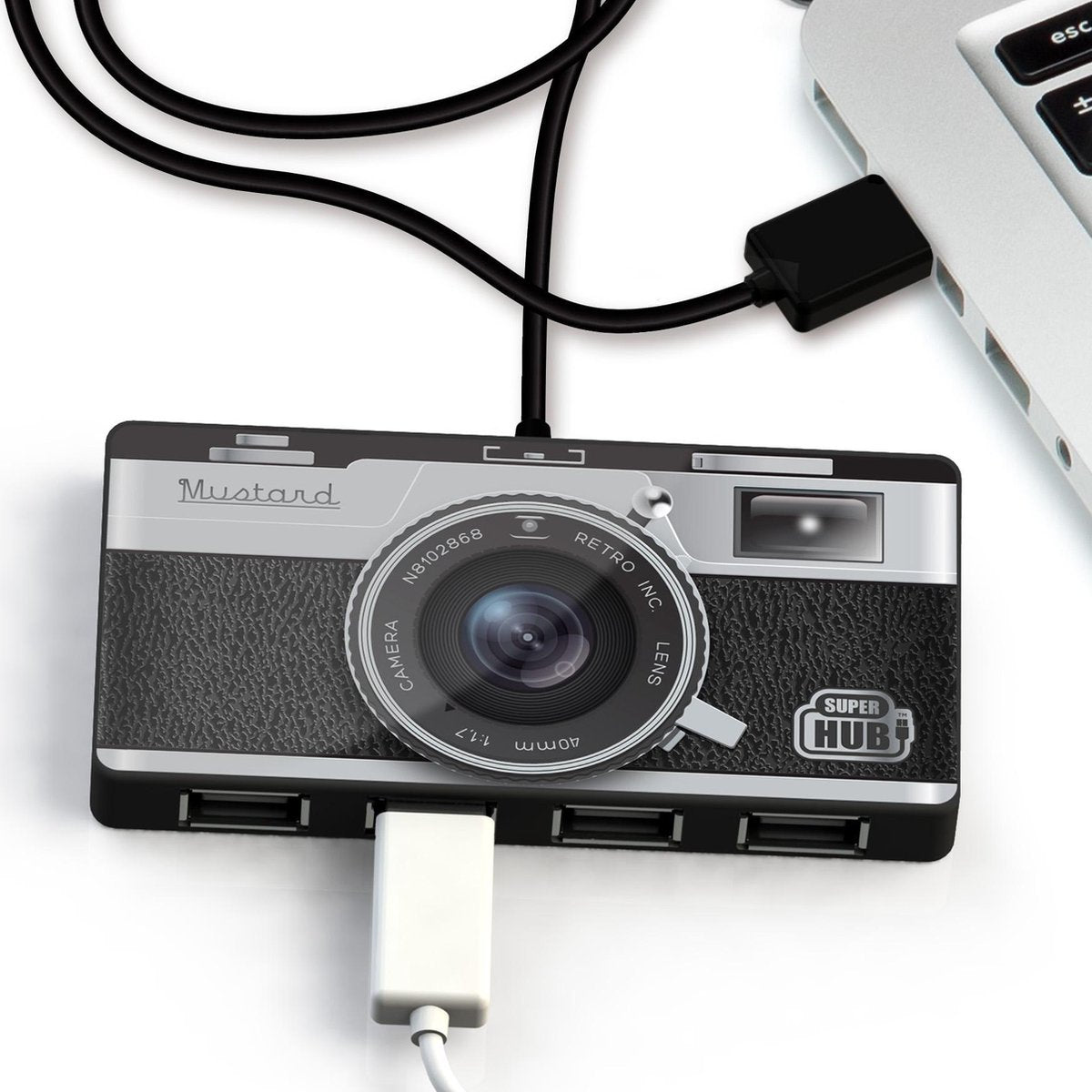 Mustard Desktop USB Verdeler - Super Hub Camera - Zwart