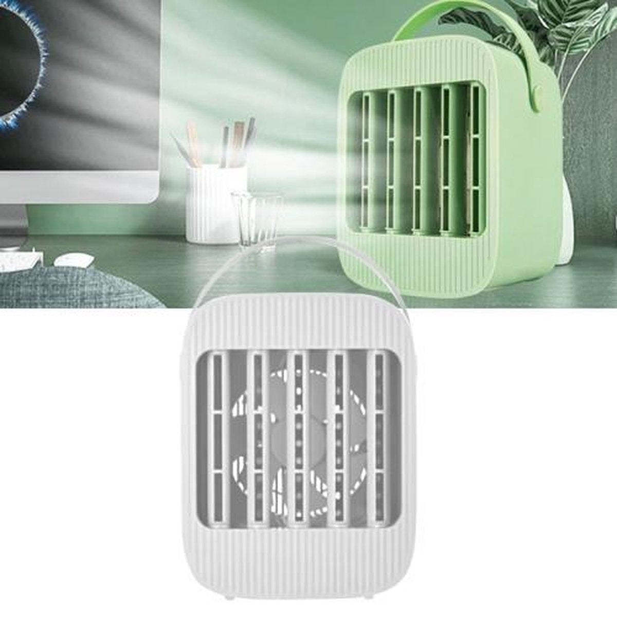 Portable Home Desktop Silent Mini oplaadbare ventilator (wit)