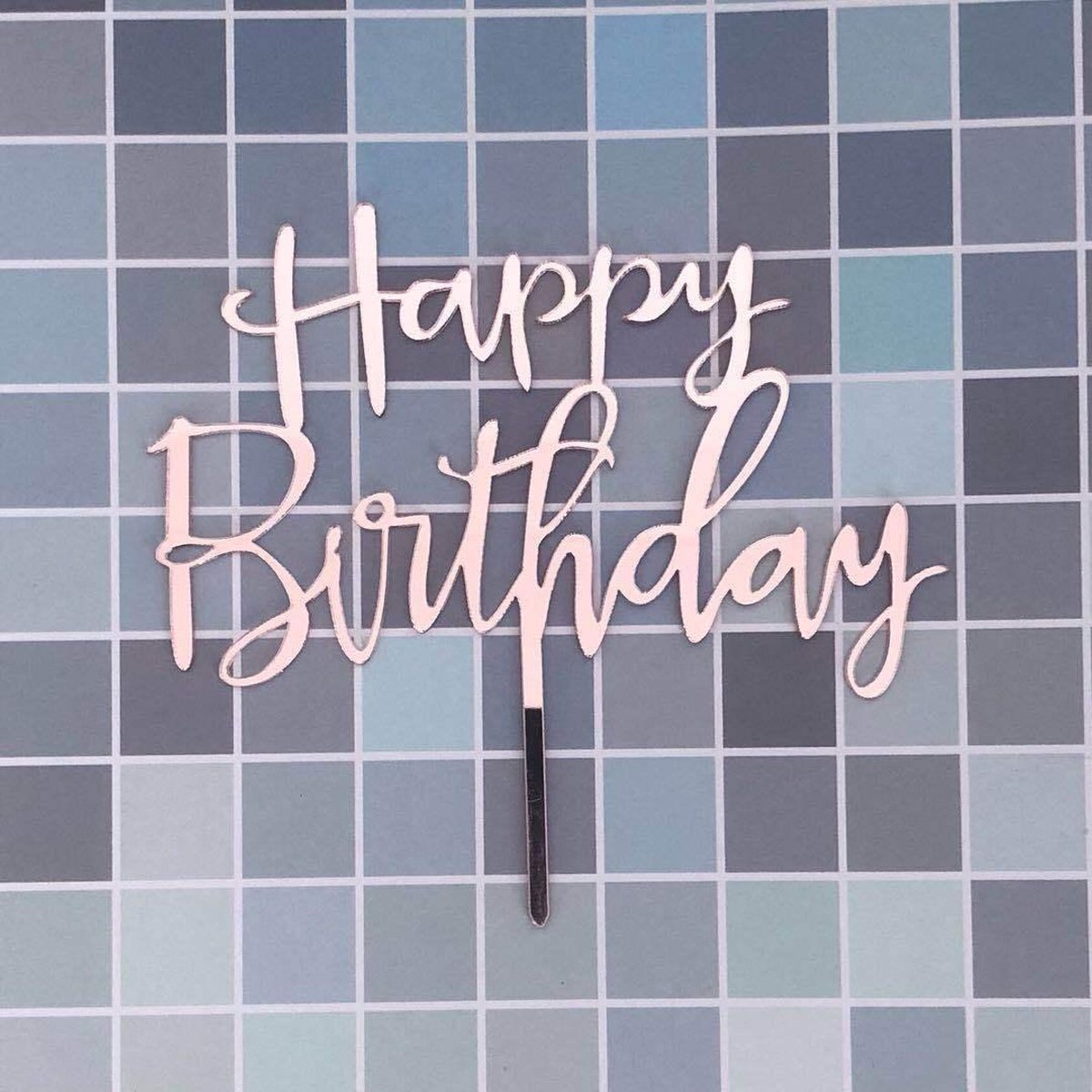 Cake Topper Happy Birthday High Rose Gold - Rose Goud |Taart Decoratie | Verjaardagversiering | Taartversiering|