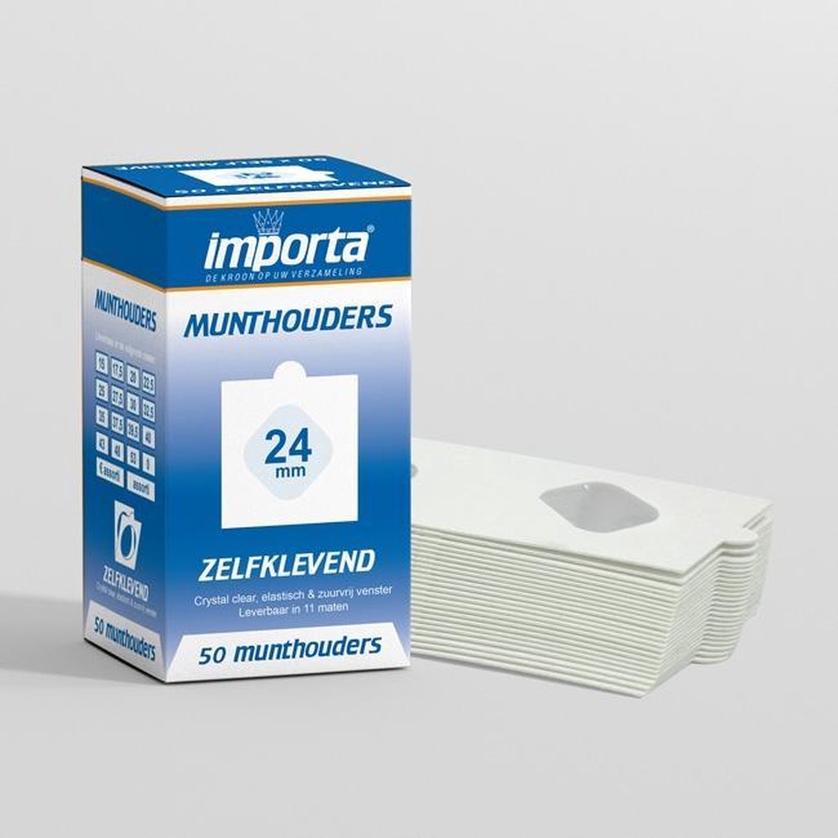 Importa Munthouders zelfklevend vierkant 24mm - 50 stuks