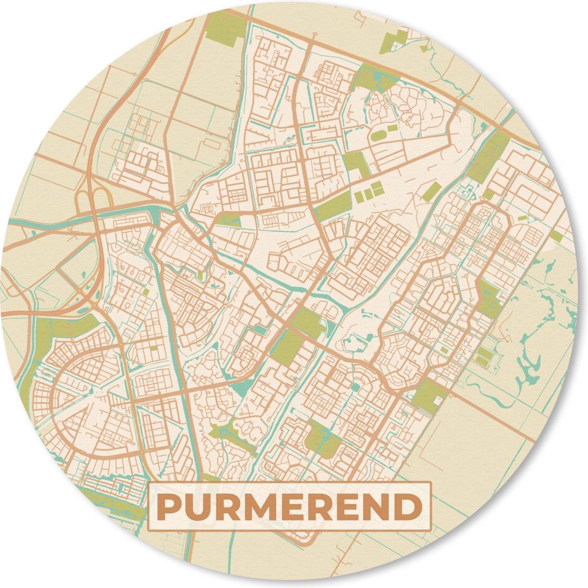 Muismat - Mousepad - Stadskaart - Purmerend - Vintage - 20x20 cm