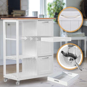Miadomodo keukentrolley – keukentrolley op wieltjes – serveerwagen – hout – keukenblok – keukenkast - 67 x 37 x 84 cm – 3 lades – wit