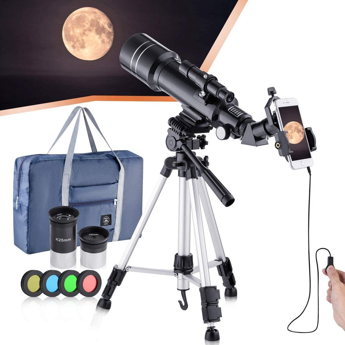 Brekende professionele astronomische telescoop