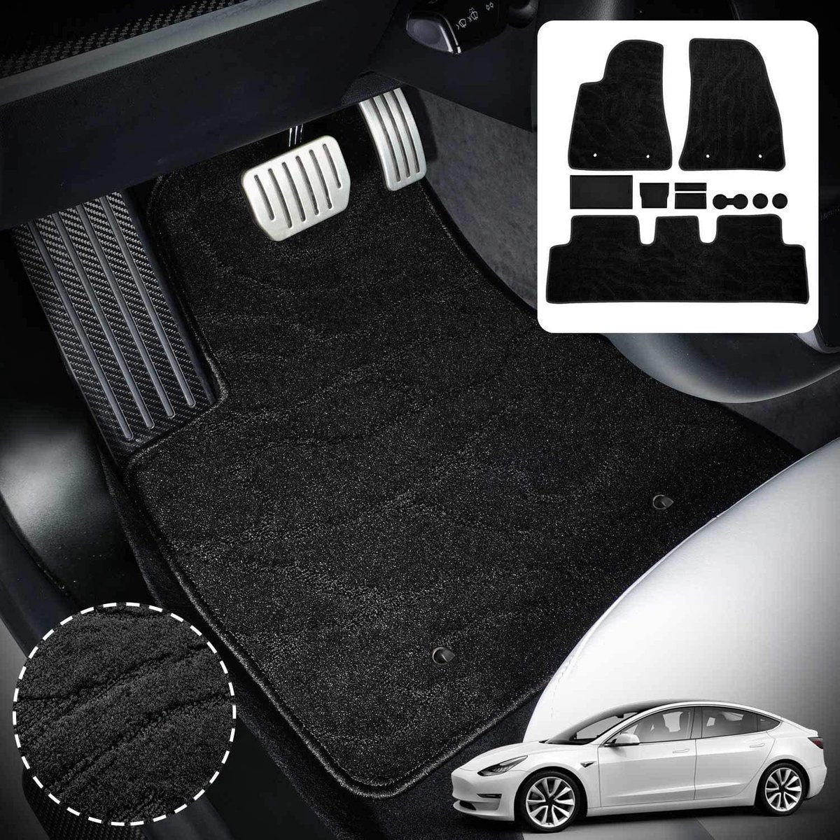 Tesla Model 3 Vloermatten Premium Velours Automatten Interieur Auto Accessoires Nederland België