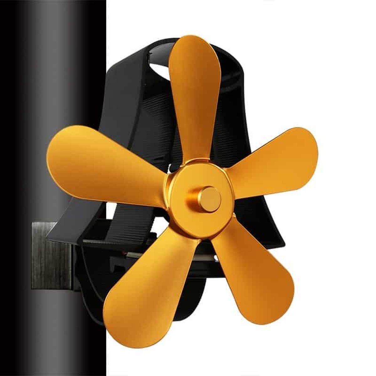 YL-106 5-blads hoge temperatuur aluminium warmte aangedreven open haard kachel ventilator (goud)