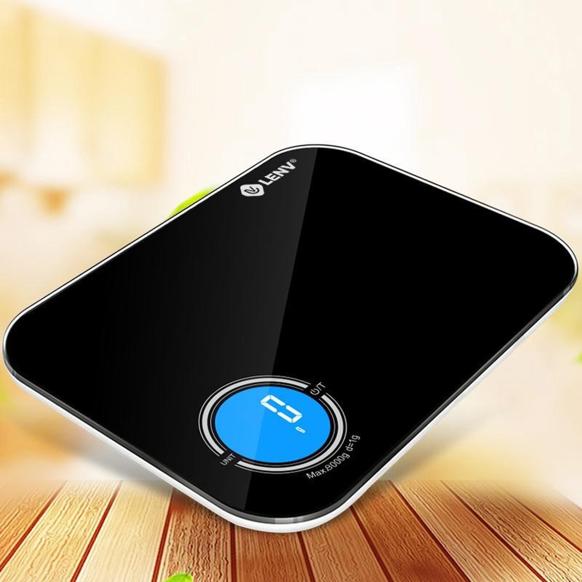 Digitale Keuken Weegschaal Glazen Weegplateau 8000g (8kg) - Zwart