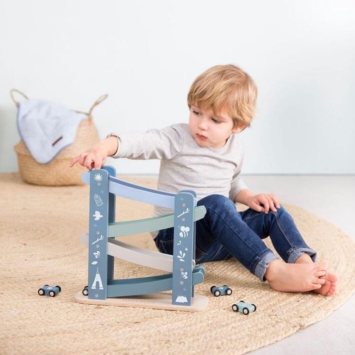 Little Dutch Houten Autobaan - Grijs/Groen