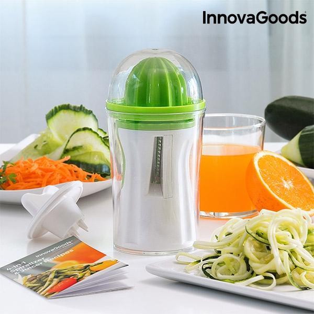 Innovagoods 4-in-1 Vegetable Slicer And Juicer With Recipe Book