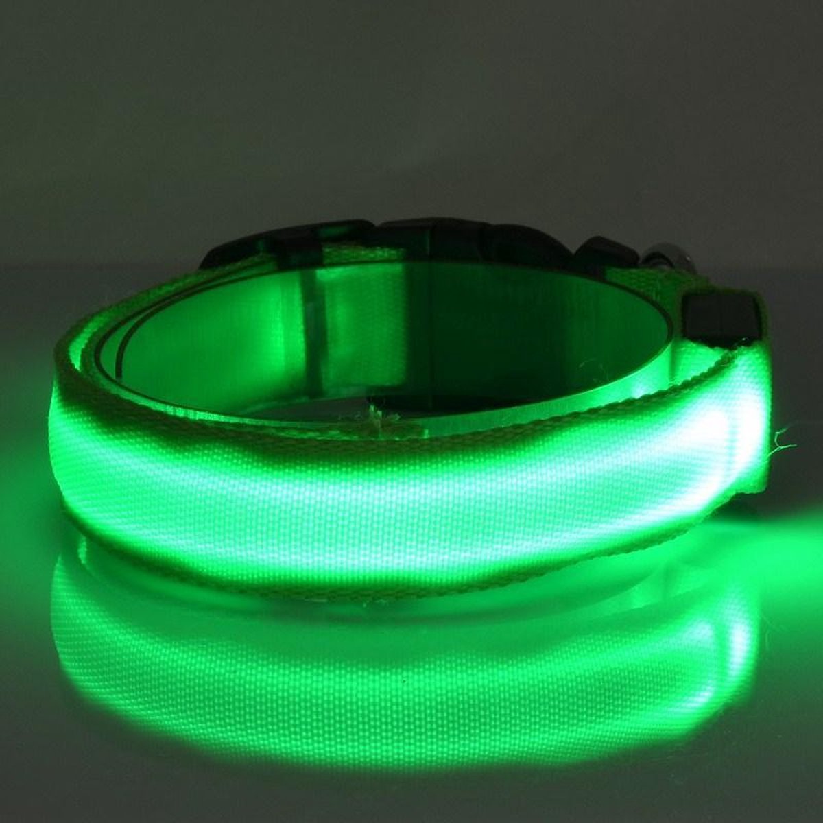 Hondenhalsband met verlichting | Groen | Maat L |  Lichtgevende hondenhalsband