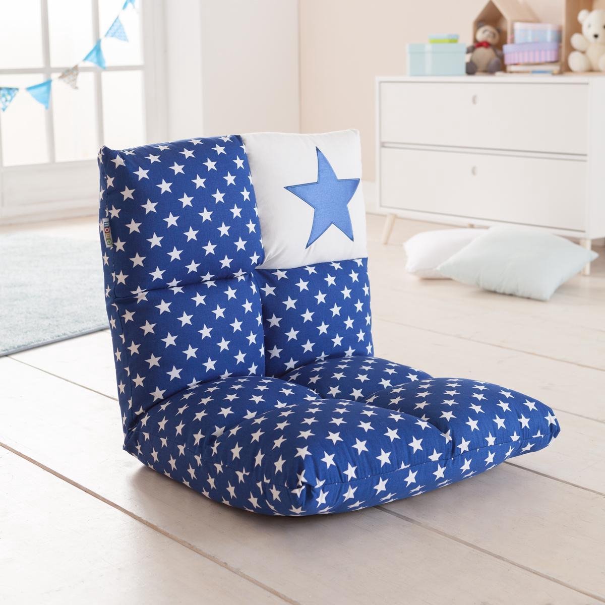 howa 2 in 1 Kinderfauteuil + Kinderlounger - 6-voudig verstelbare rugleuning blauw / wit 8600