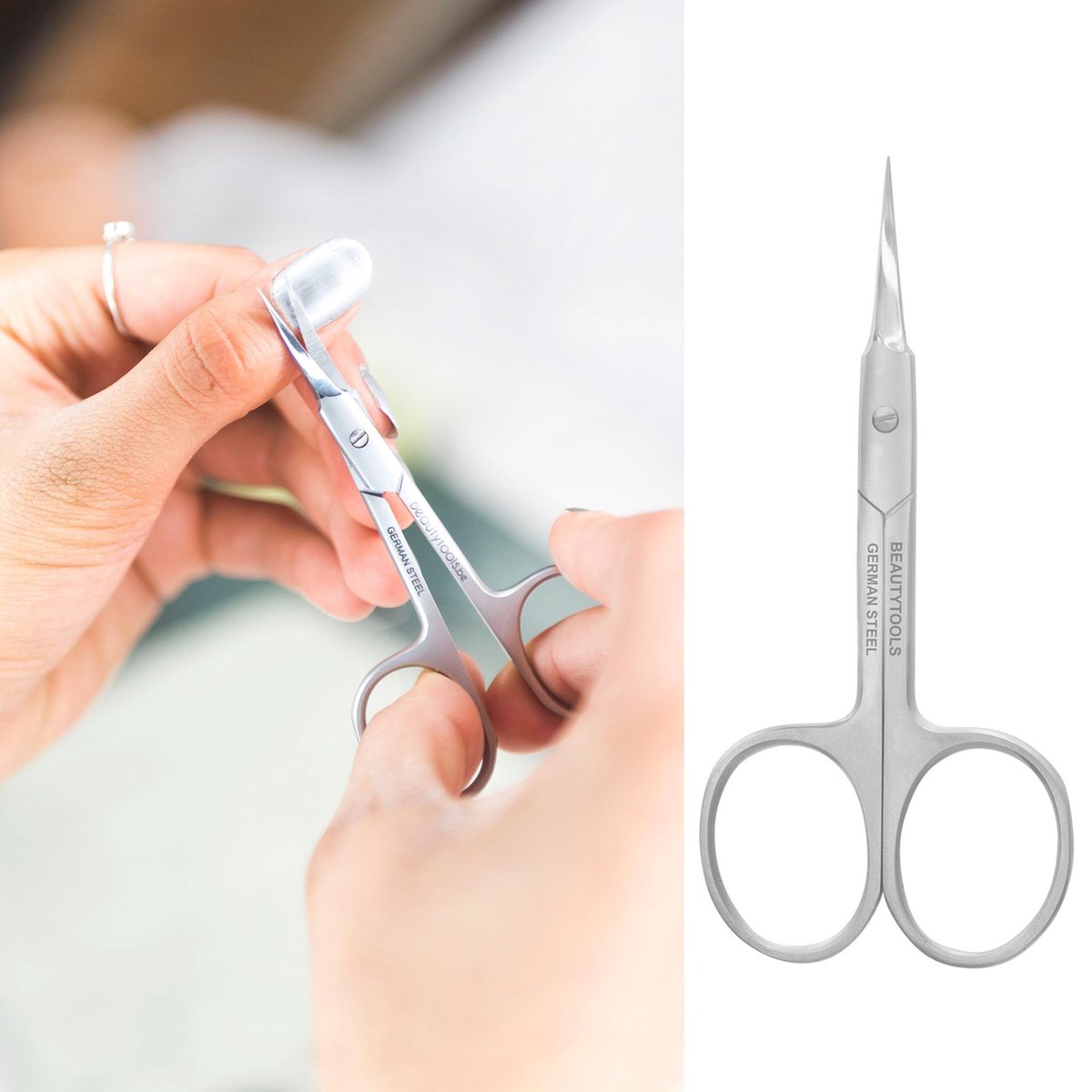 BeautyTools Professioneel Super fijn Nagelriem Schaartje / Nagelriemschaar / Cuticle Schaar - Manicure Schaar - Gebogen snijvlak – 9 cm (NS-2120) INOX
