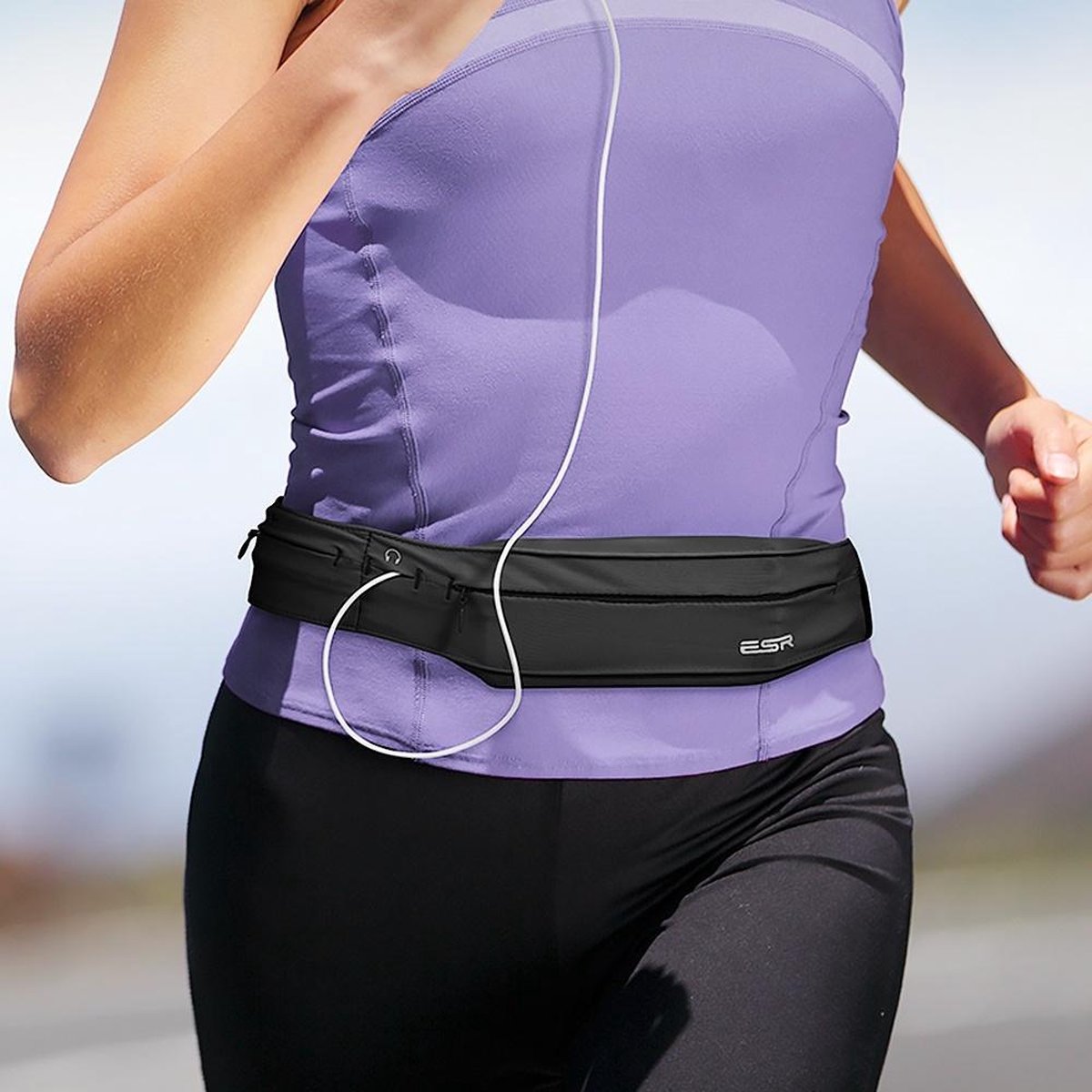 Heupband Running Belt - Hardloopband Sportband Riem met Smartphone Houder – Universeel - Maat S - Zwart