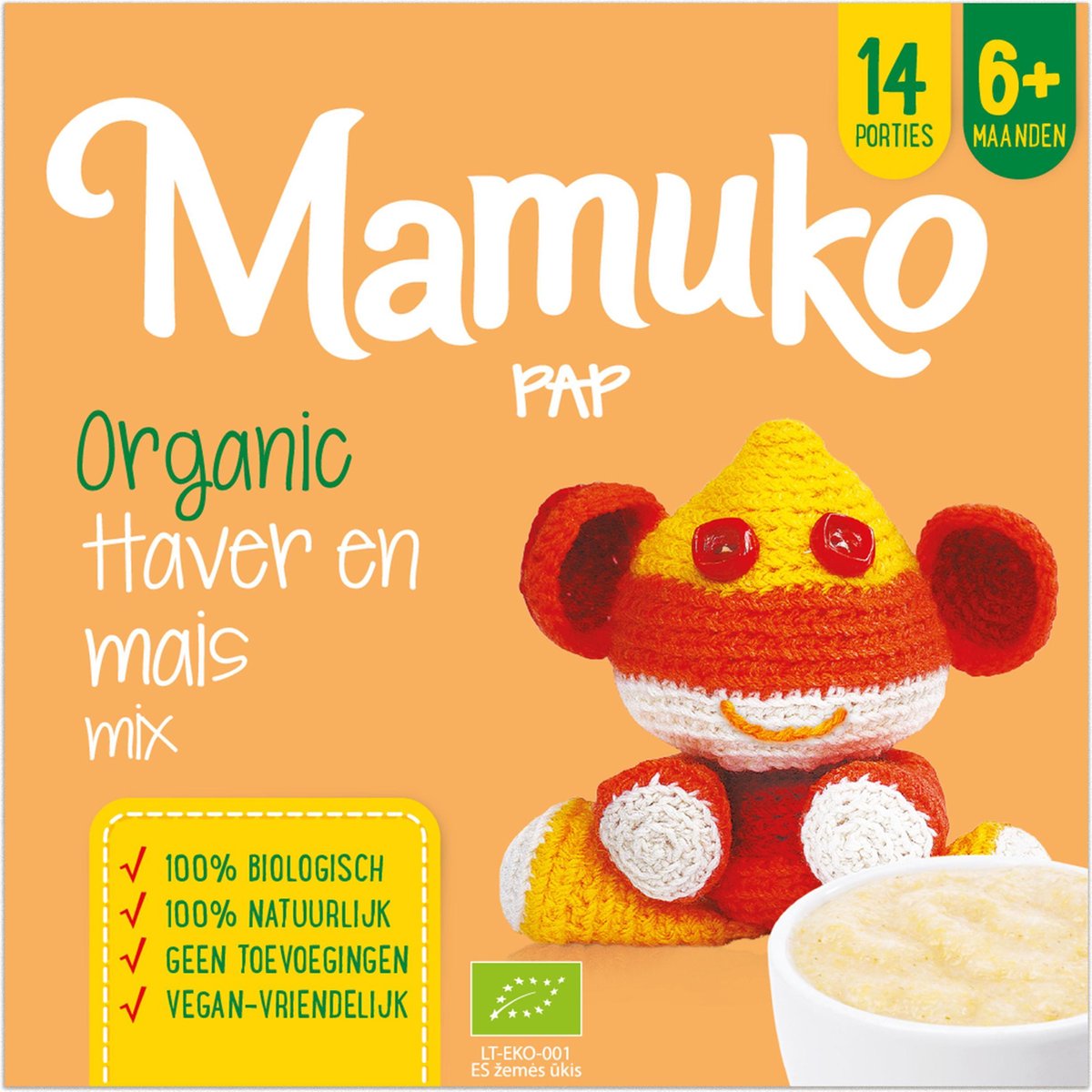 Mamuko biologische pap 6+ mnd - haver en mais (4 x 240 gr.)