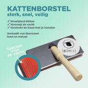 Kattenborstel - Handzaam - Sterk - Duurzaam hout en metaal - Maakt de vacht van je kat weer klit- en viltvrij - huisdierenborstel voor vachtverzorging