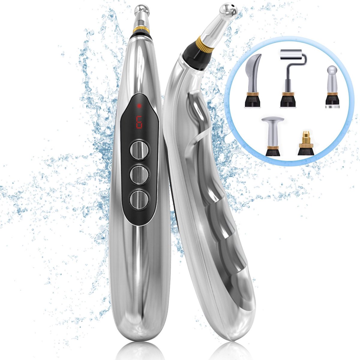 Acupunctuur Pen - Massage Pen - Massage Hulpmiddel - Inclusief 5 Kopstukken