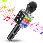 Miliano® 5 in 1 Karaoke Microfoon - Draadloos - Bluetooth Verbinding – Ingebouwde Speaker – Ingebouwde Disco lichten - Zwart