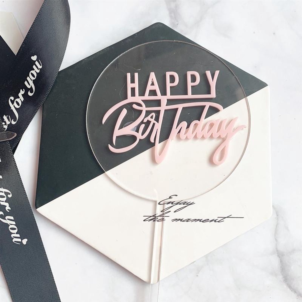 Cake Topper Happy Birthday Roze/Pink |Verjaardag/Birthday | Taartdecoratie | Taartversiering | Taarttopper |