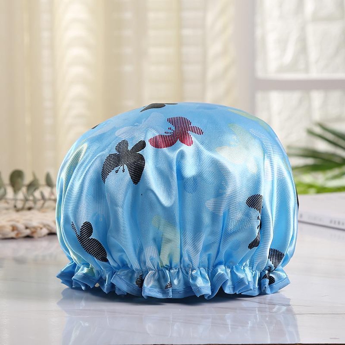 Afabs® Douchemuts / Shower cap / Douchekapje / Douchecap - Blauw met zwarte vlinders