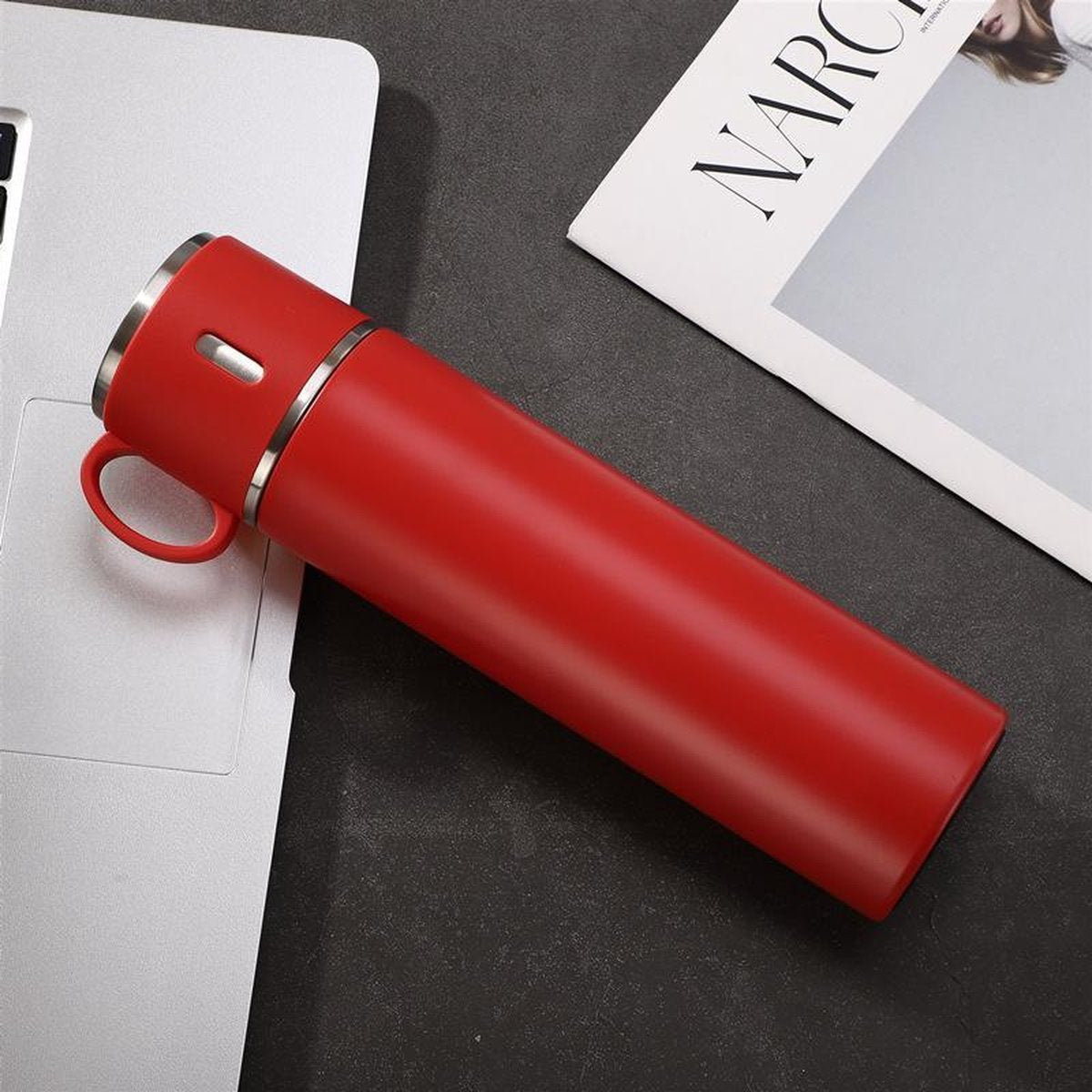 TDR - Thermosfles - RVS - grote capaciteit - 580 ml - Rood