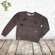 s&C Jongens sweater sticker grijs 110/116