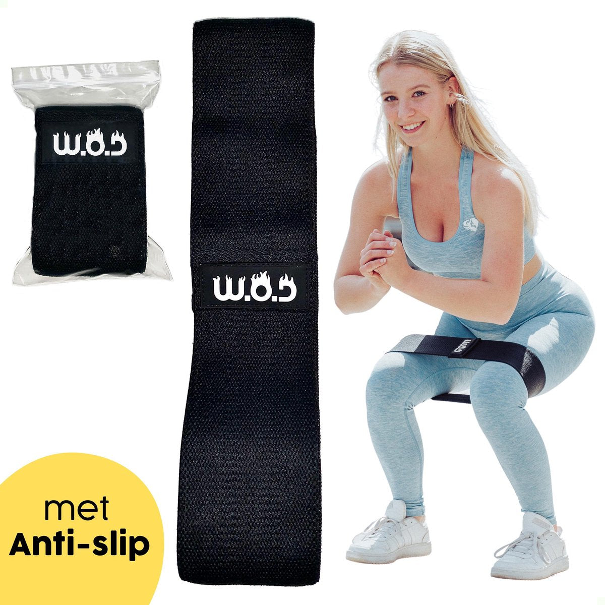 W.O.D Booty Builder – Resistance Band – Weerstandsband Fitness – Booty Band – Fitnessband – Zwart