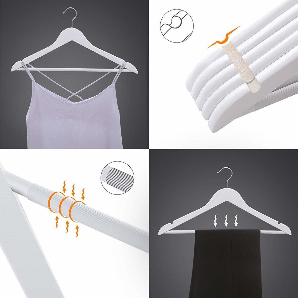 Nancy's Kledinghanger Set van 50 - Houten Kleerhangers met Broeklat - Kledinghangers