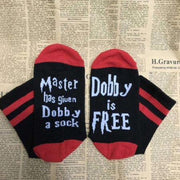 Fun sokken 'Dobby is Free' Zwart/Rood (91202)