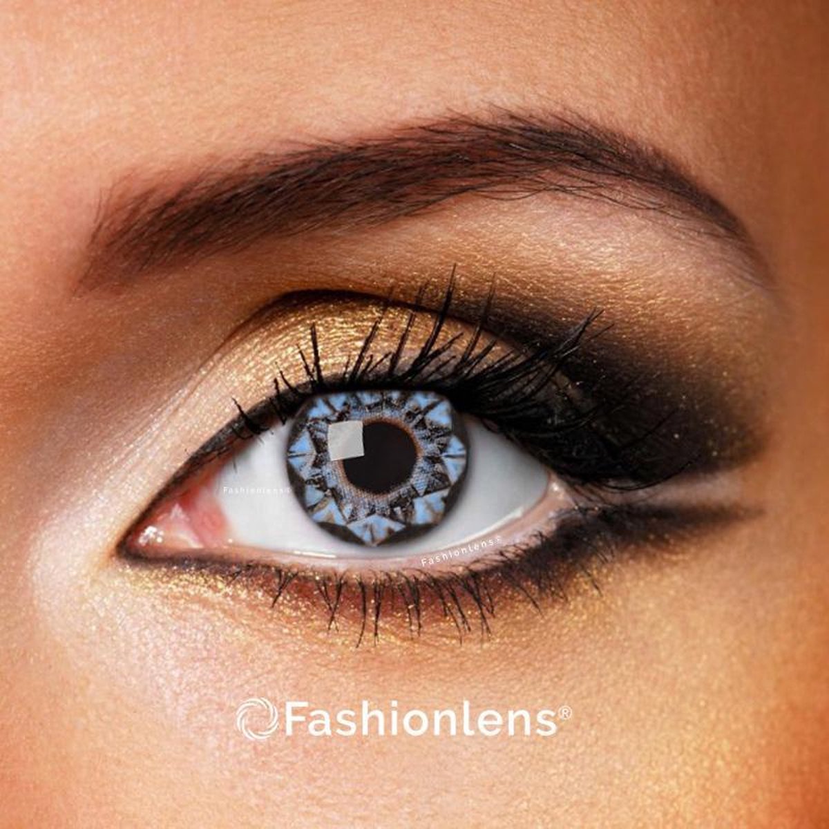 Kleurlenzen - Blue Diamonds - jaarlenzen met lenshouder - blauwe contactlenzen Fashionlens®