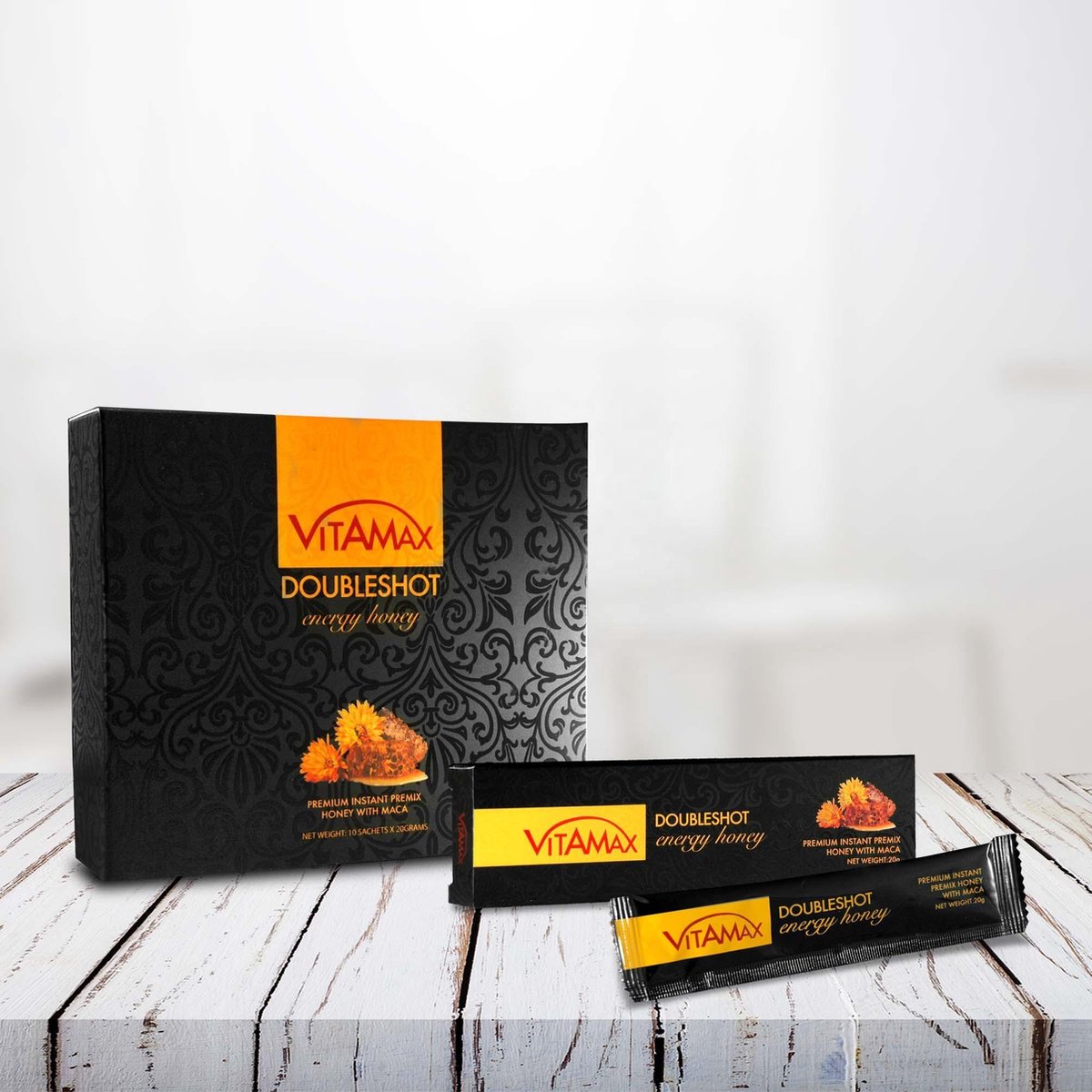 Vitamax Doubleshot Energy Honey for him | Malaysian Product |HALAL| 100% natuurlijk  | Extreme Libido & Testosteron Verhogend middel | 12 Liquid Sticks | Zeer Actieve Seksleven voor Mannen | 100% Natuurlijke Viagra  |