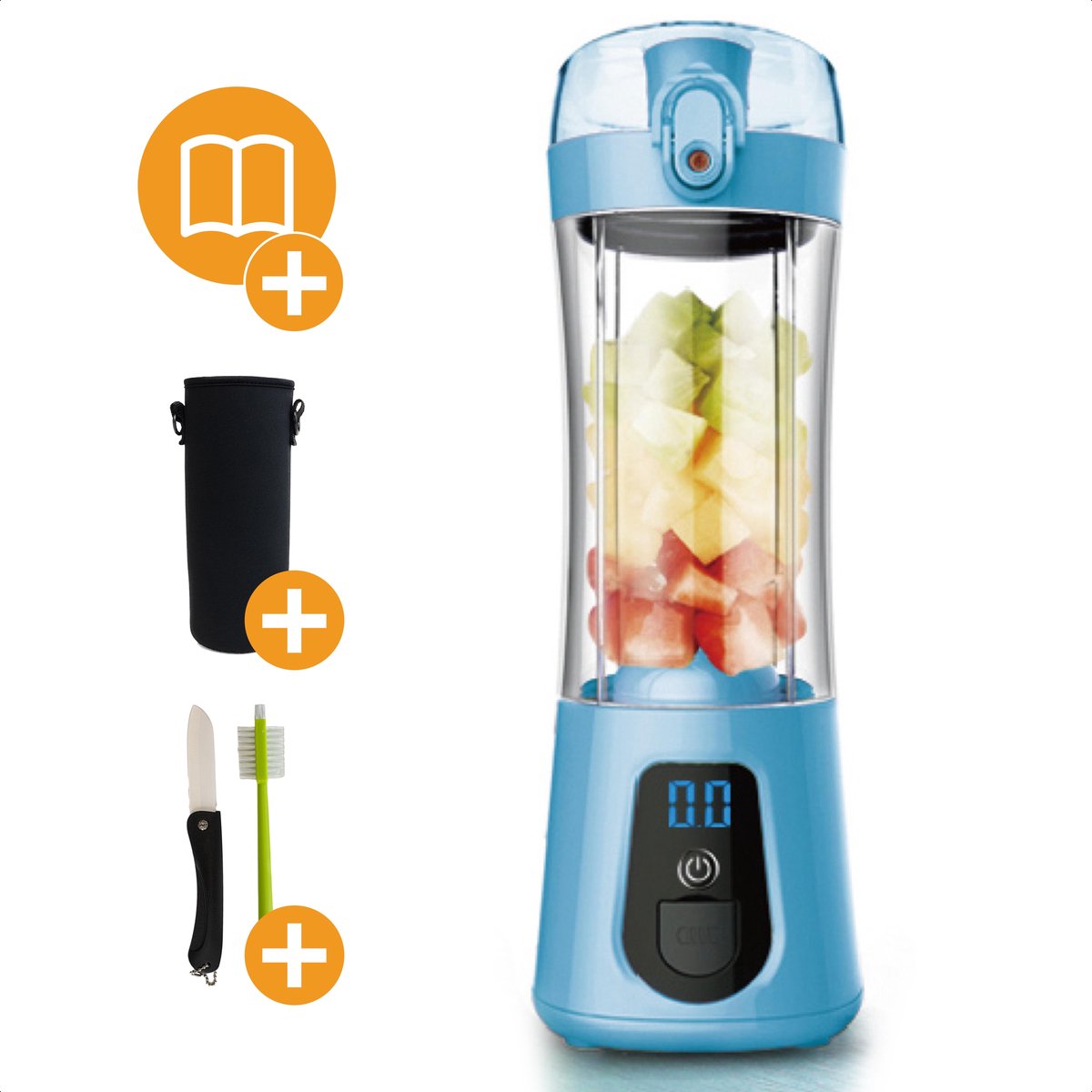 NCP® Mini Blender To Go Set - Draagbare Blender - Portable Blender - Incl. recepten E-Book - 520 ml