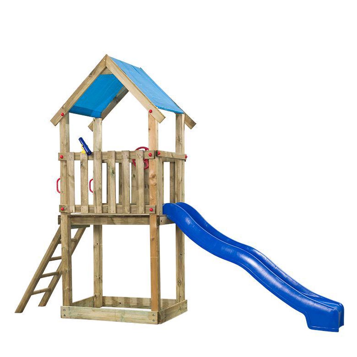 Swing King speeltoren hout met glijbaan Lizzy 390cm - blauw