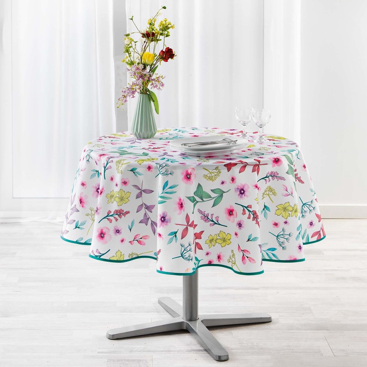 Tafellaken-Tafelkleed- Essentiel freshy wit rond 180 cm