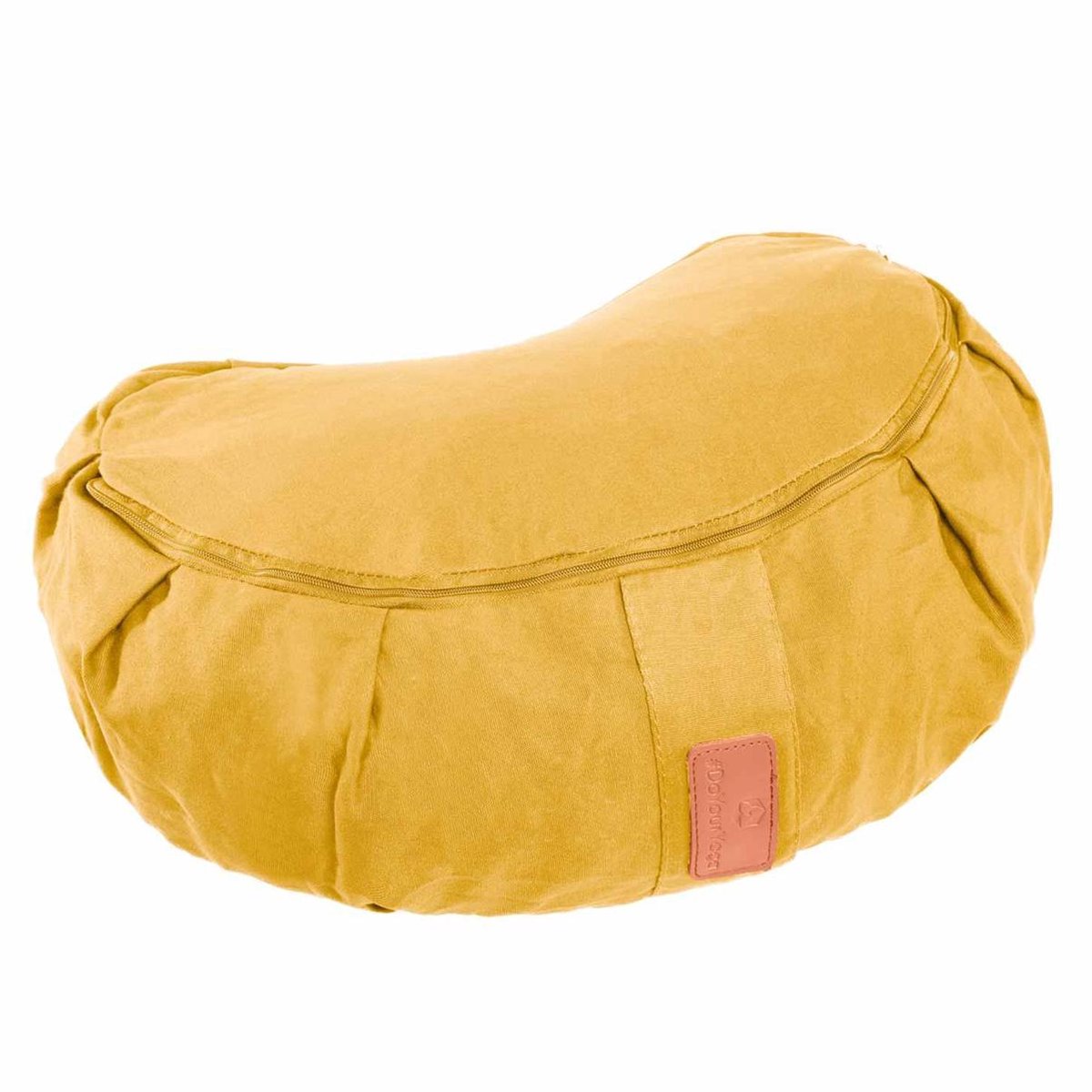 #DoYourYoga - Yoga kussen - »Ganesh« - halve maan meditatiekussen met bio-organische boekweit schalen vulling - 45x30x14 cm - indisch geel