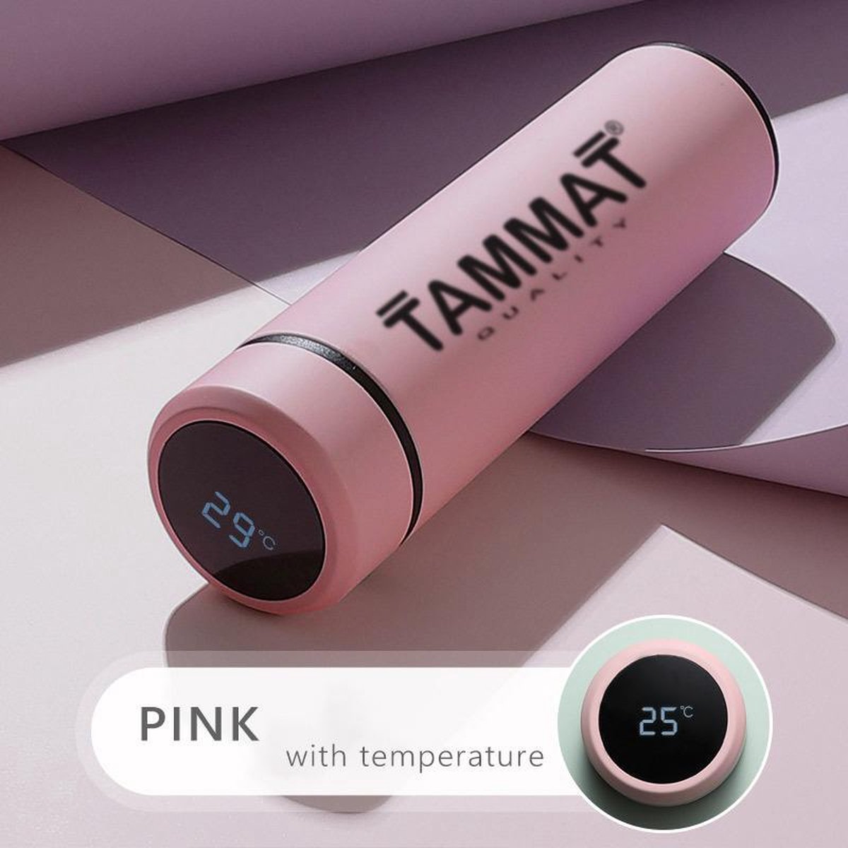 Slimme Thermosfles met LCD temperatuur Display - Curver Isolatiefles 450 ML - Rubber Coating - Dubbelwandige Thermosfles - Thermosbeker - Isoleerfles - Thermoskan - Travel Mug - bidon drinkfles - Koffiebeker - Drinkflessen - RVS - Smart Thermos