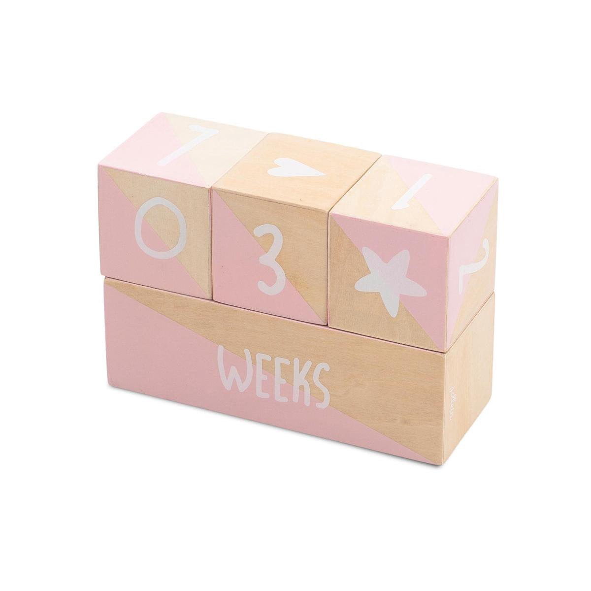 Jollein Mijlpaalblokkenset 4-delig - Roze & Beige