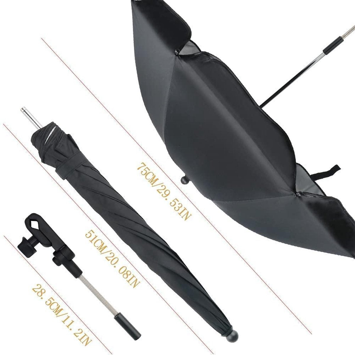 TBoonor Parasol kinderwagen universele paraplu zonwering voor kinderwagen & buggy UV-bescherming SPF 50+ babywagenscherm met houder