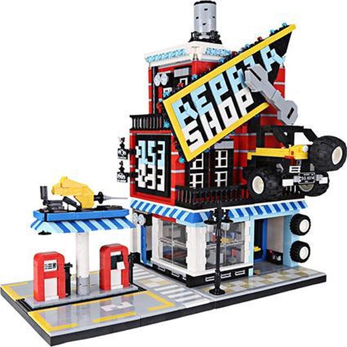 Wange 6314 Architecture Car Service Center - 2120 bouwstenen - Lego Compatibel - Bouwdoos