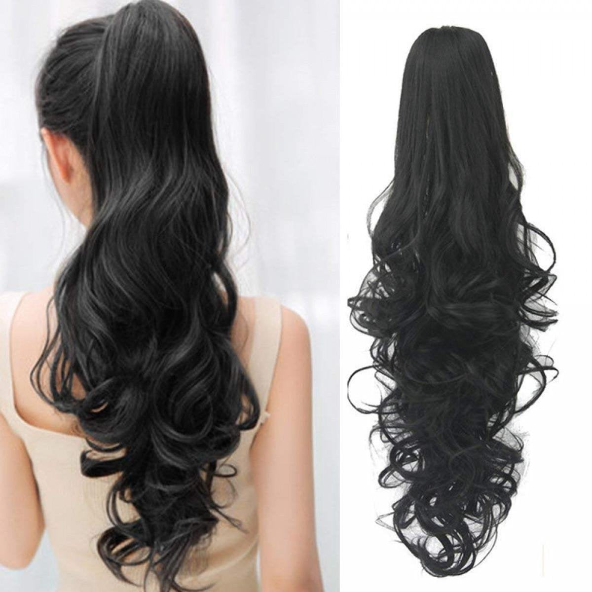 Paardenstaart Ponytail zwart 70cm zeer dik&vol hoogwaardig fibrehair