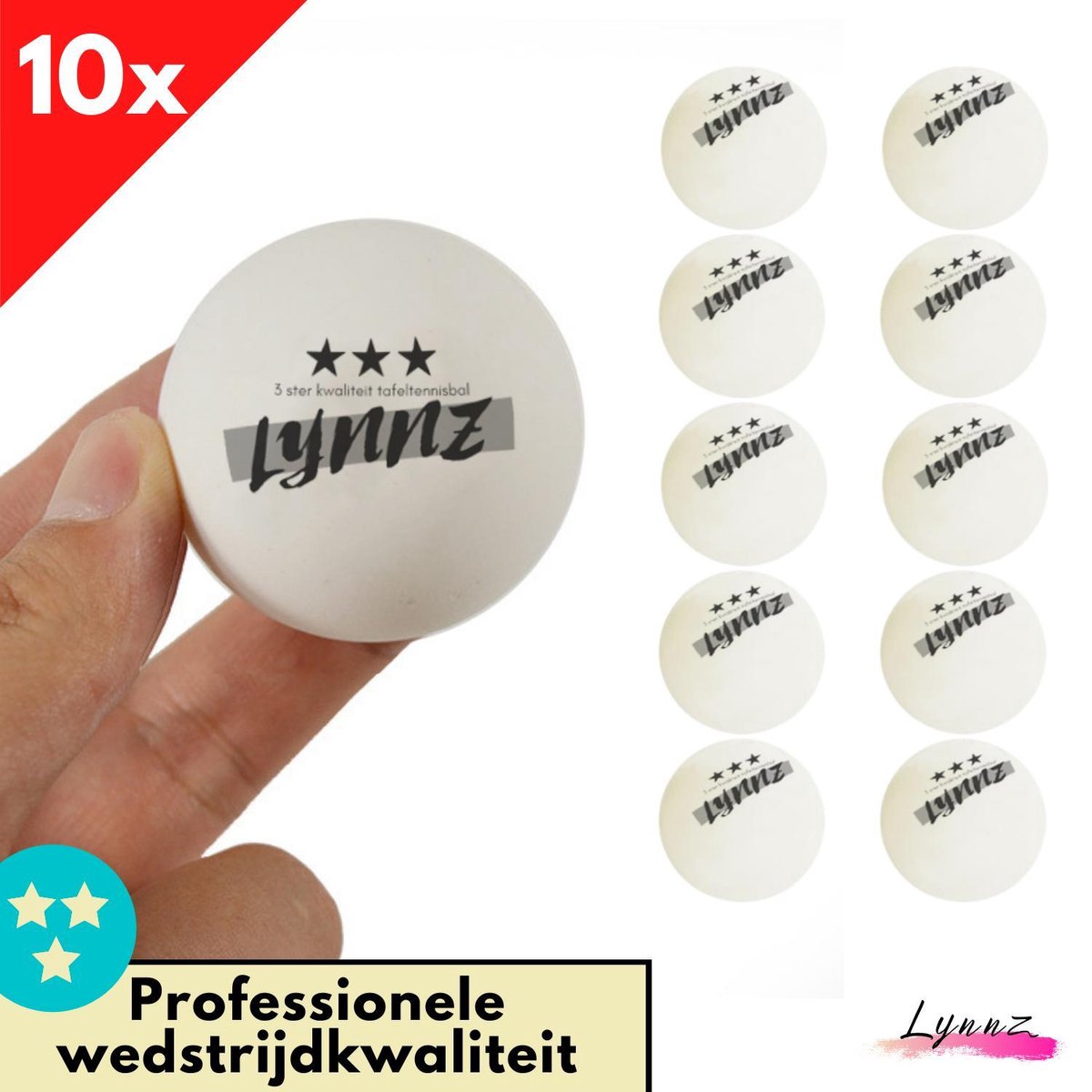 Lynnz® 10x tafeltennis ballen 3 ster kwaliteit wit 2021 | pingpongballen - tafeltennisballen - balletjes - pingpong - beerpong